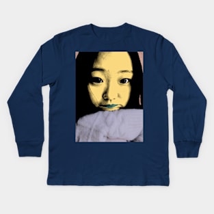 BEAUTIFUL FUNNY ASIAN GIRL POP ART COLOR Kids Long Sleeve T-Shirt